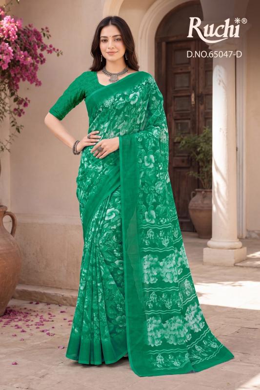 Ruchi saffron chiffon 276 embroidery saree wholesale